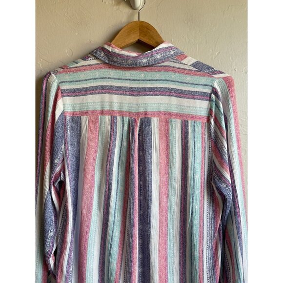 NWOT En Crème Striped Button Up Bohemian Southwestern Print Shirt Size Medium Ca - Picture 7 of 14